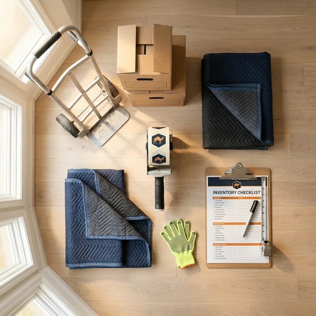 Professional moving supplies and packing materials layout for Rollinsford residential relocations